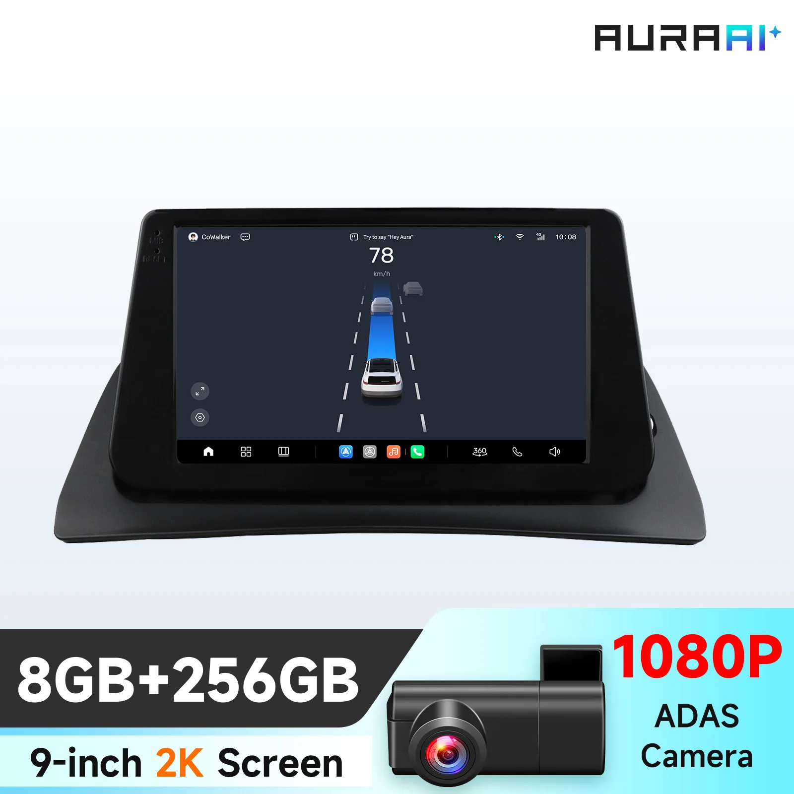 AURAAI 2K Draadloze CarPlay Android Autoradio voor Renault Kangoo 2009 - 2018 Multimedia Videospeler GPS Navigatie Stereo ADAS 360 Camera RDS DSP Bluetooth 3D 7870 AI Spraakbesturing Hoofdunit Scherm
