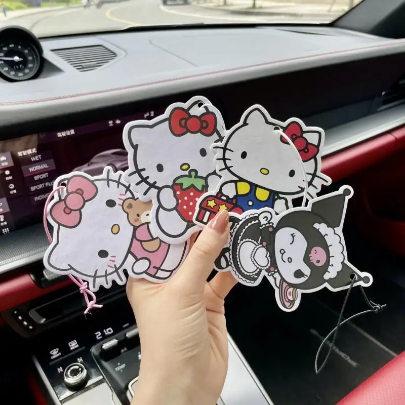 

Kawaii Sanrio Hellokittys Kuromi Aroma Tablet Car Air Freshener Car Hanging Cute Cartoon Decoration Home Closet Deodorant