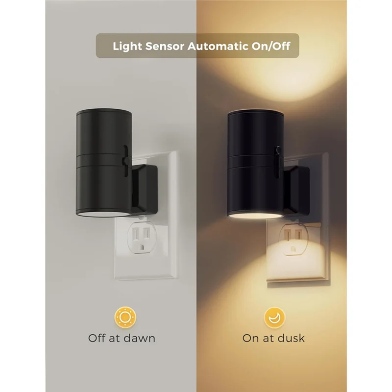 

A25F-Modern Dusk To Dawn Sensor Night Light Plug, Soft White 3000K, Adjustable Brightness 0-100LM, EU Plug