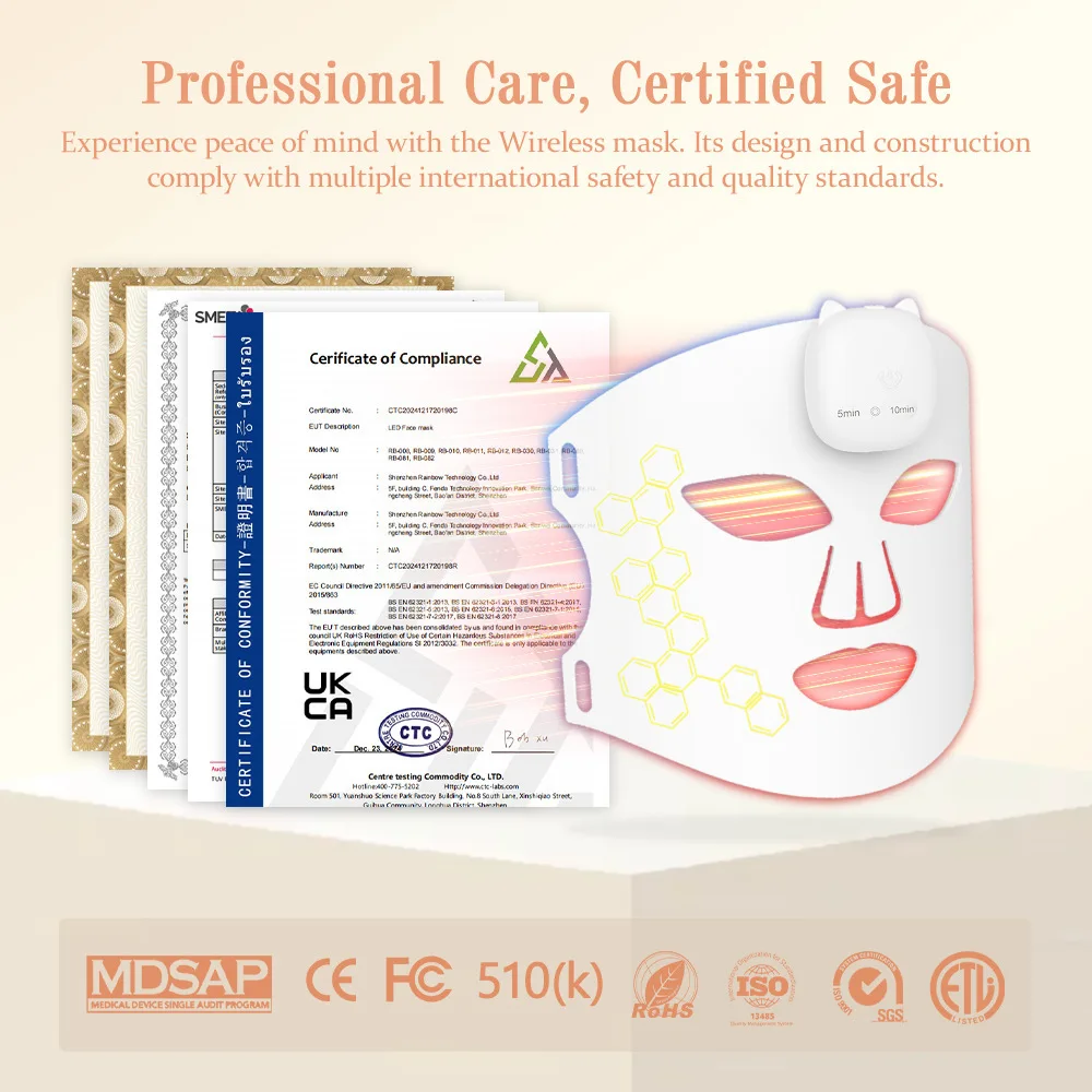 LED Seven-color Color Light Silicone Mask, Mask Instrument, Large Row Light, Beauty Instrument