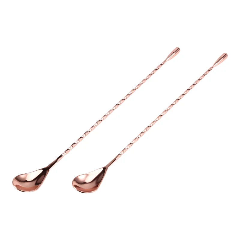 A7THK-cuchara mezcladora de cócteles, barra de 40Cm, cuchara en forma de vela, cuchara agitadora, patrón en espiral, herramientas de barman de acero inoxidable, herramienta de Bar