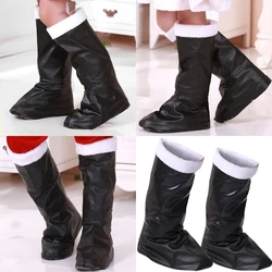 Christmas Santa Boot Covers PU Leather Santa Christmas Footwear for Kids Adults Christmas Carnival Party Cosplay