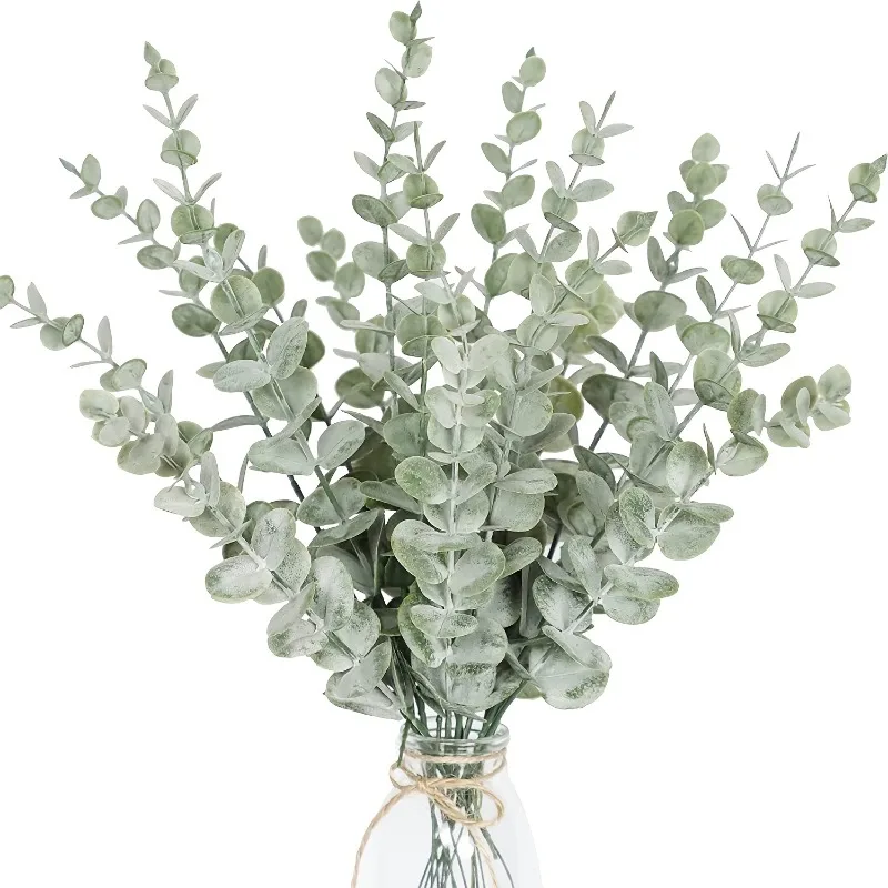 20pcs Realistic Artificial Eucalyptus Stems | Durable Plastic Stems for Wedding Bouquet, Home Decor, Party Centerpieces