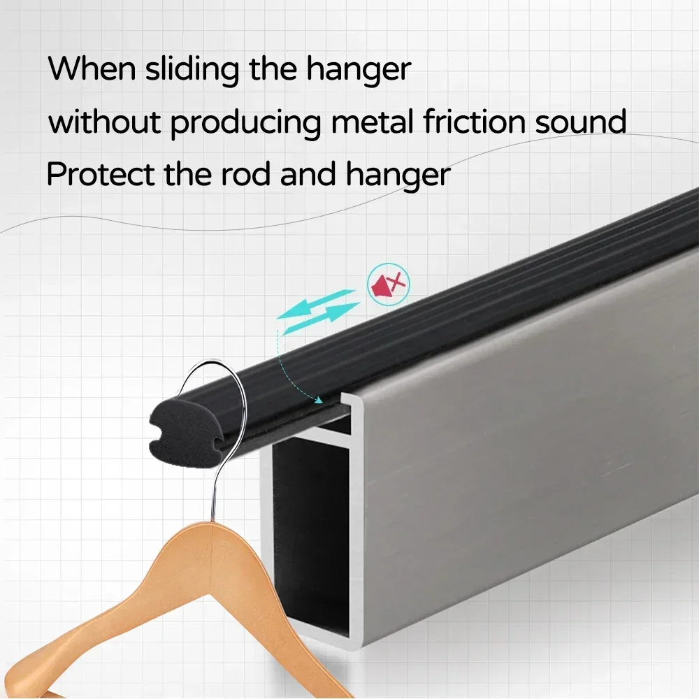 Aluminum Alloy Wardrobe Slide Rails Cabinet Clothes Rod Pole for Cabinet Closet Hanging Rod Holder Storage Rack with Flange