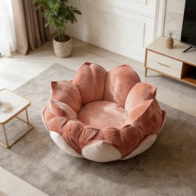 

Modern flower-shaped lazy bean bag sofa chair velvet rotating lotus leisure chair