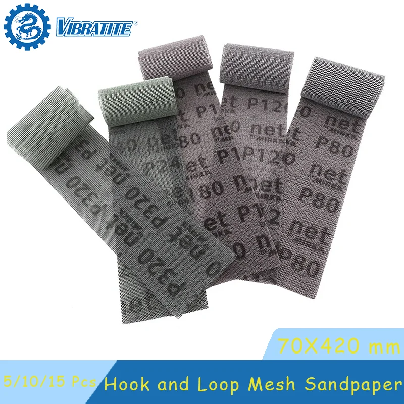 420*70 mm Mesh Sanding Disc Sandpaper 5/10/15 Pcs 80-320 Grit Hook Loop Dust-Free Anti-Blocking  for Car Paint Metal Finishing