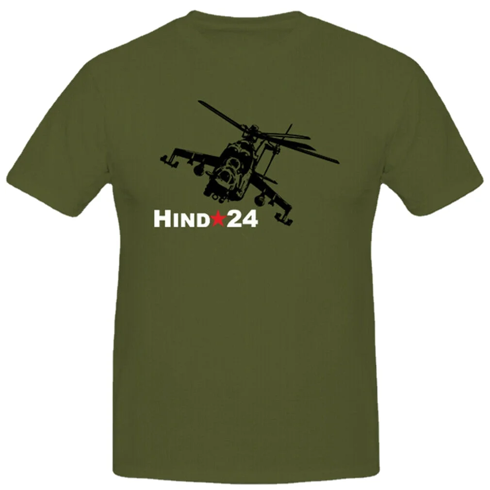

Russian Mi-24 Hind Soviet Armed Helicopter T-Shirt. Summer Cotton Short Sleeve O-Neck Mens T Shirt New S-3XL