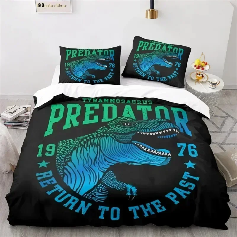 New Cartoon Dinosaur Duvet Cover Microfiber Kids Cute Animal Bedding Set Jurassic Series Twin Comforter Cover