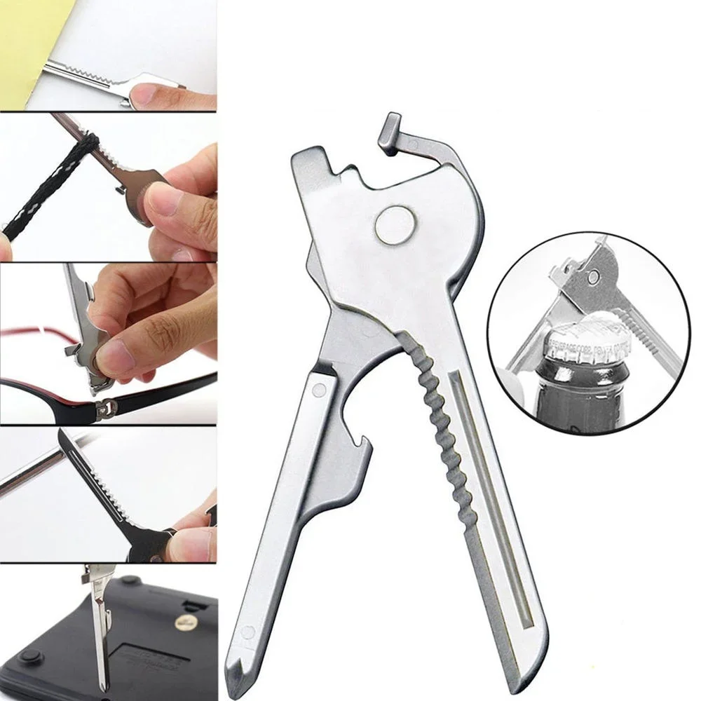 Edc Gear Mini Utili Key Shape Ring Pocket Opener Screwdriver Keychain Kit Tool Survive Multi Utility Tactical Multipurpose Knife