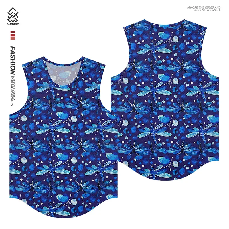 

Модный спортивный Быстросохнущий Мужской Топ без рукавов с разноцветным рисунком стрекозы в американском стиле