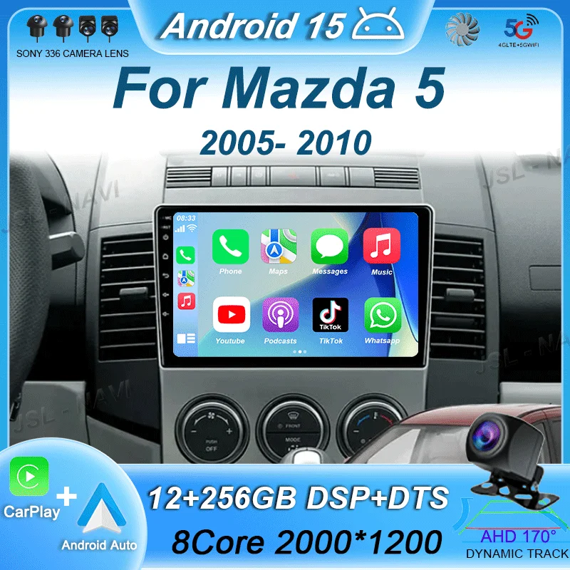 

Carplay Auto Car Radio Android 15 For Mazda 5 2005-2010 Multimedia Video Player GPS Navigation Head Unit Audio 2 Din Stereo 2din