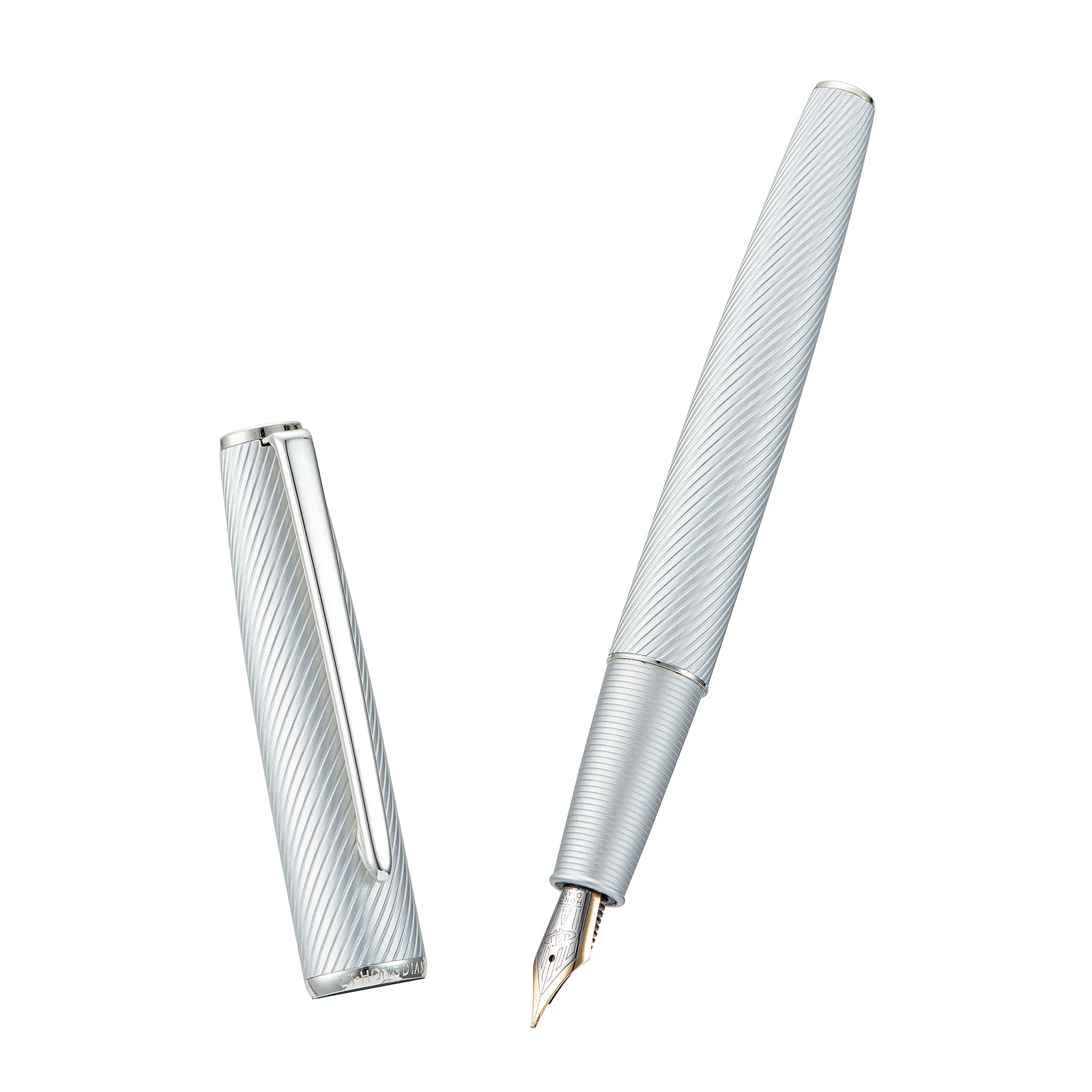 Hongdian A3 Aviation Aluminum Fountain Pen EF/F, Beautiful Twill Pattern Writing Ink Pen for Business Office