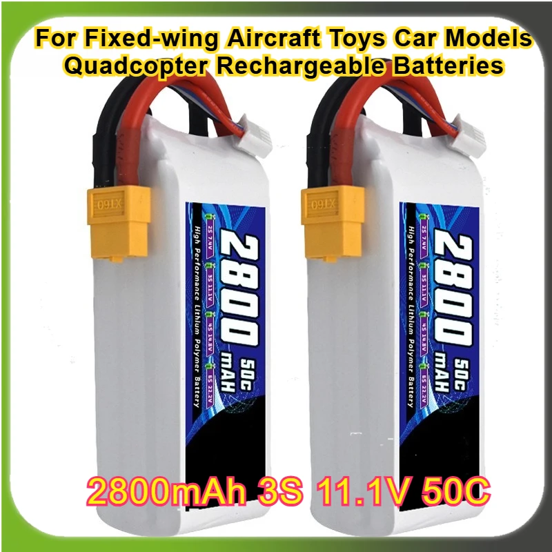 

2800mAh 3S 11.1V 50C FPV Drone Lipo Battery for Fixed-wing Aircraft Toys Car Models Quadcopter Rechargeable Batteries