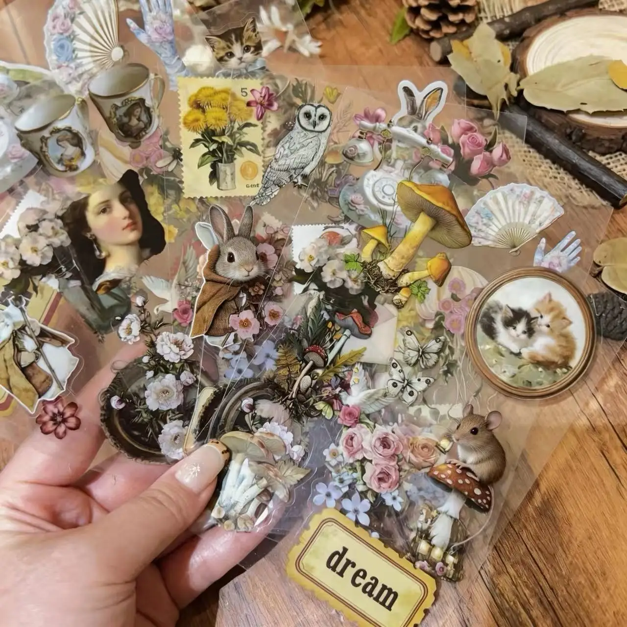 

8/16/32pcs Retro Aesthetics Flowers Jungle Animals Puzzle Stickers Make Your Own Kawaii Rabbit Decals Children Jigsaw Toys