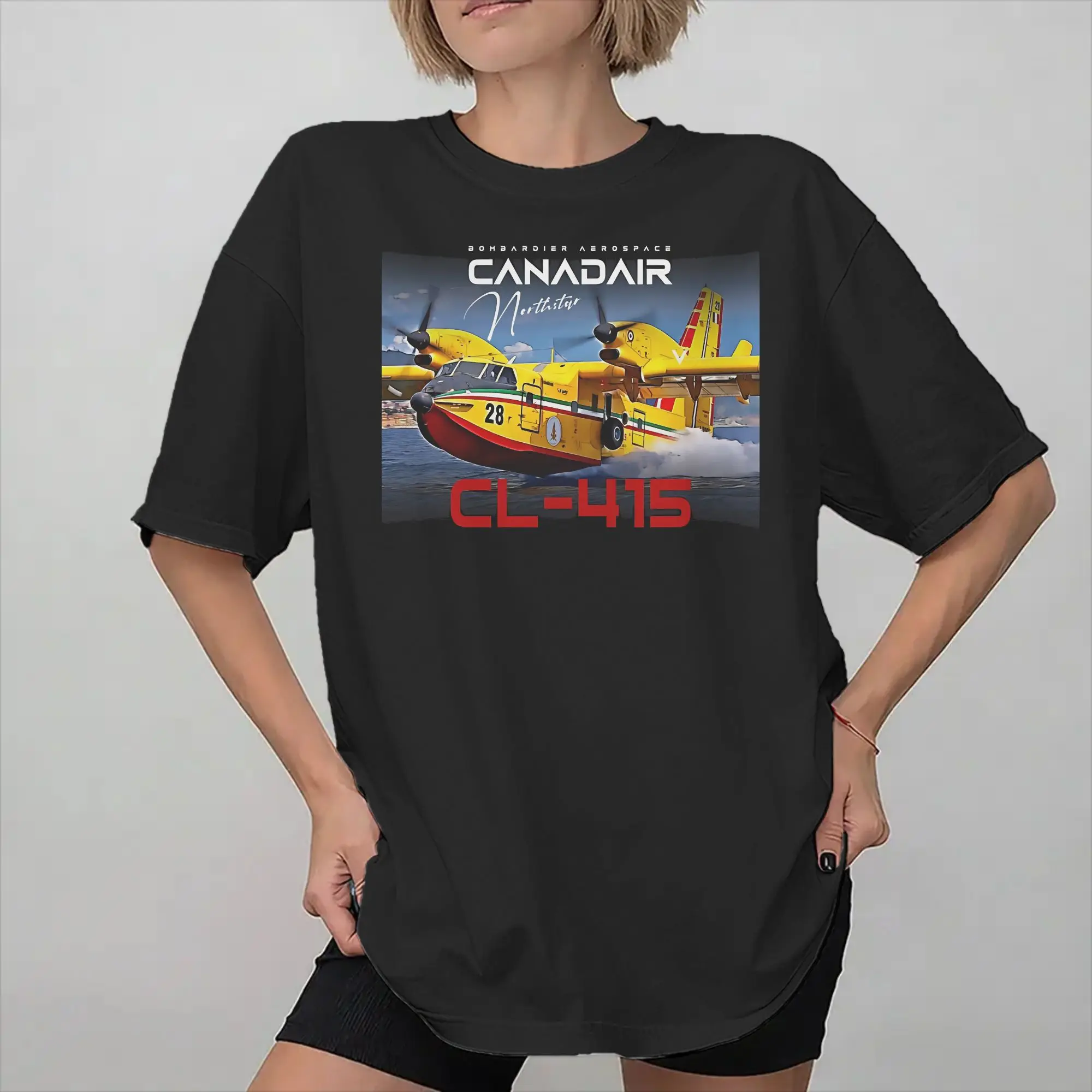 Canadair cl-415 Super Scooper firebomber Aircraft  Tee Shirt for Men Women Gift T Shirts  Cotton Clothes