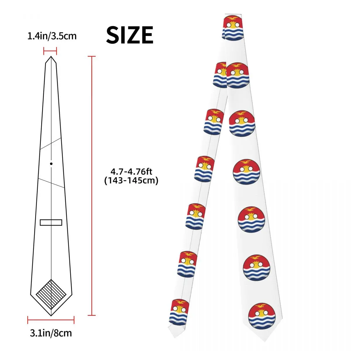 Cravatta Kiribati Countryball da uomo Cravatte sottili in poliestere di seta Cravatta da lavoro per matrimonio Gravatas classiche