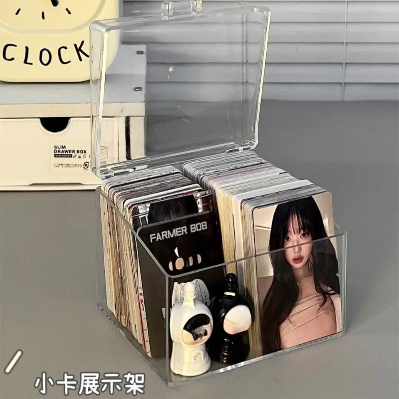 Photocard Box Transparent Idol Photo Card Case 3 Inch Card Storage Organizer Plastic Storage Box School Stationery Display