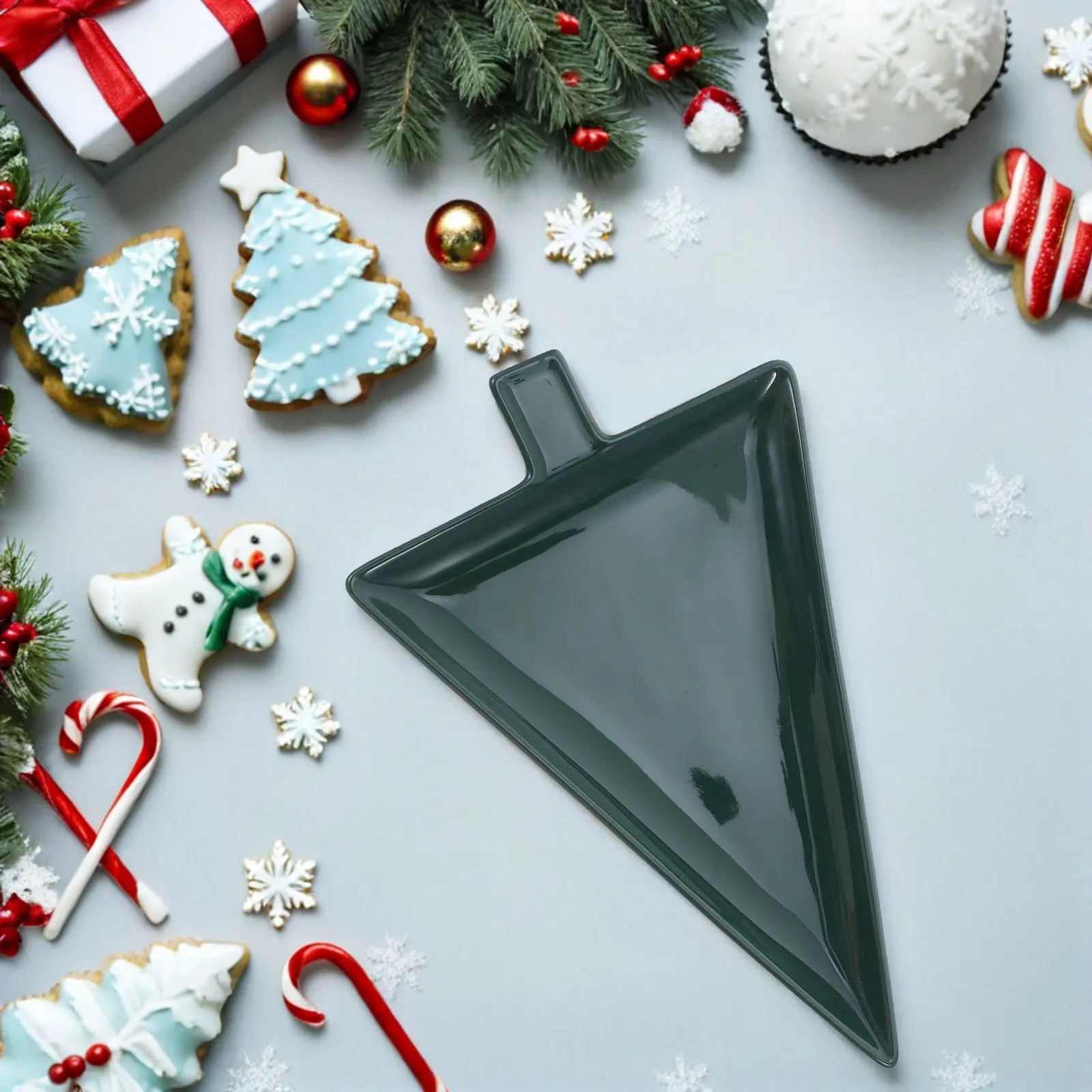 Ceramic Christmas Tree Platter Triangular Design Festive Serving Dish for Candies Fruits Cheese Desserts Holiday Table Display
