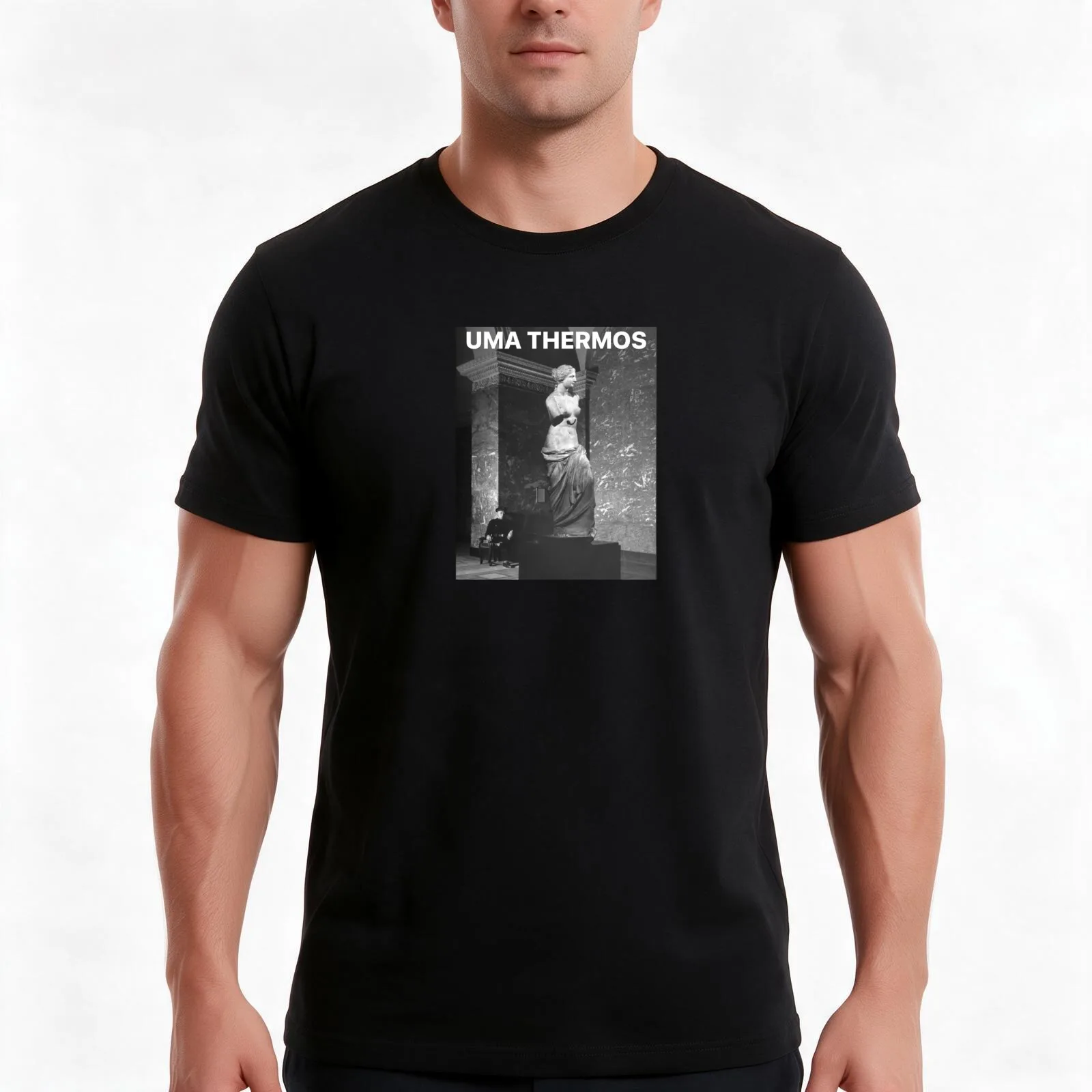 2021 Uma Thermos T-Shirt, Summer Casual Cotton Tee, Oversized Streetwear Tops, Vintage Graphic Print, Loose Fit Short Sleeve