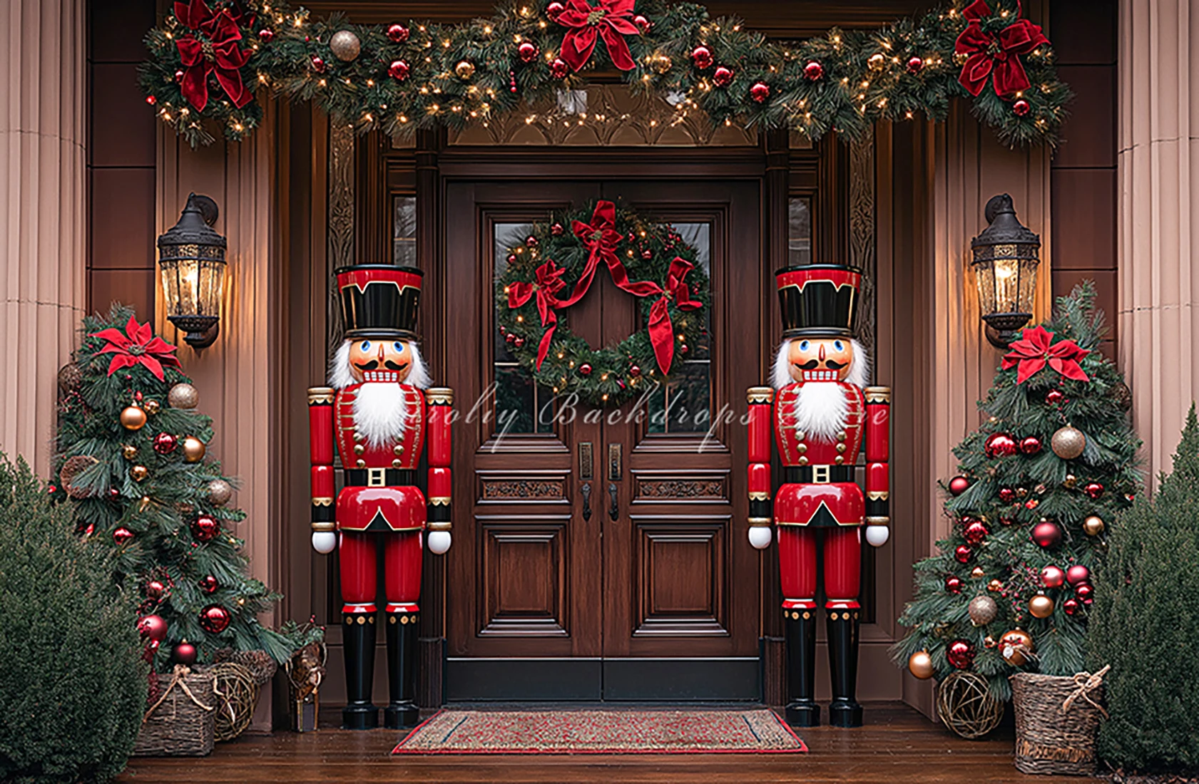 Christmas Large Wooden Door Background Kids Adult Photography Props Child Baby Snowscape Nutcracker Decors Studio Photo Backdrop