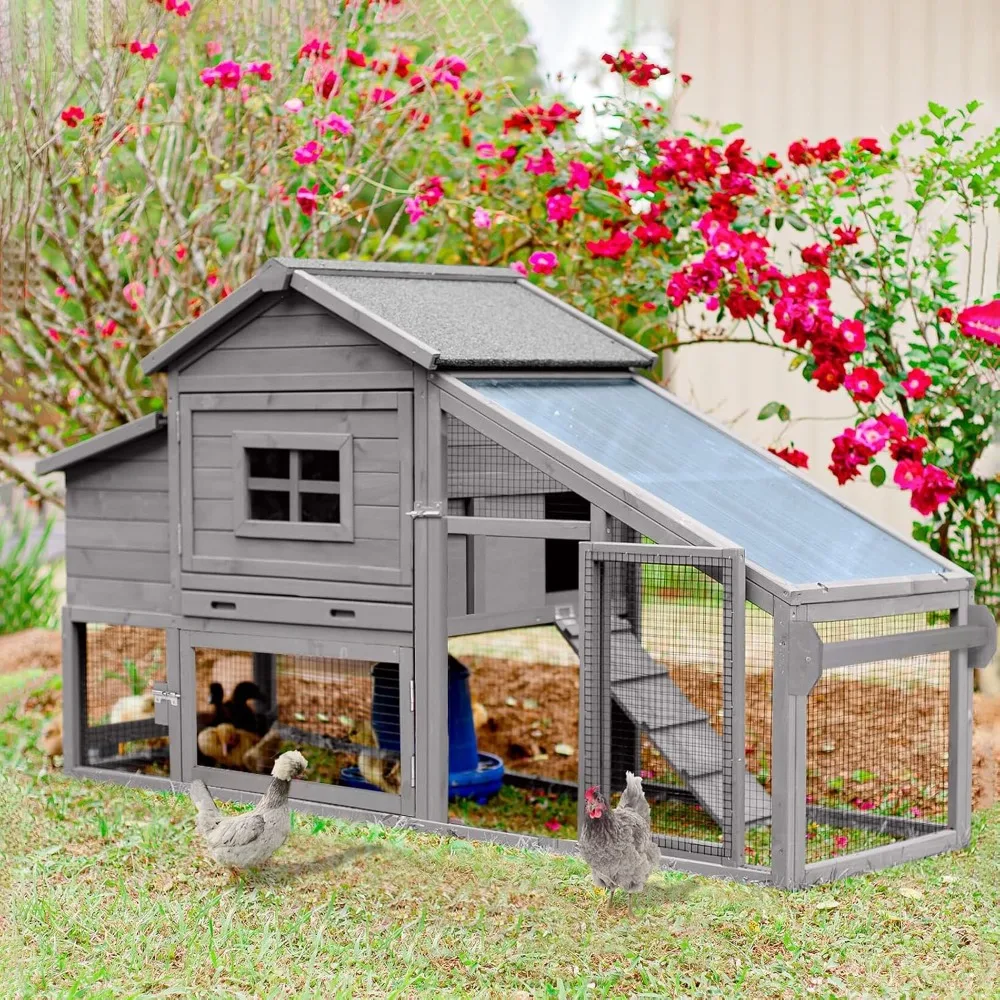 Wooden Chicken Coop Hen House, Outdoor Large Rabbit/Bunny Hutch, Small Animal Cage