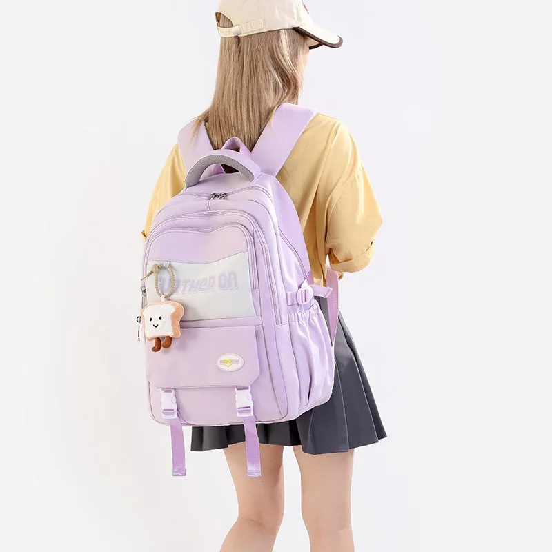 High Quality Versatile School Bag For Girls Large Capacity Backpack for Teens Students Nylon Fabric Casual Daypack Rucksack