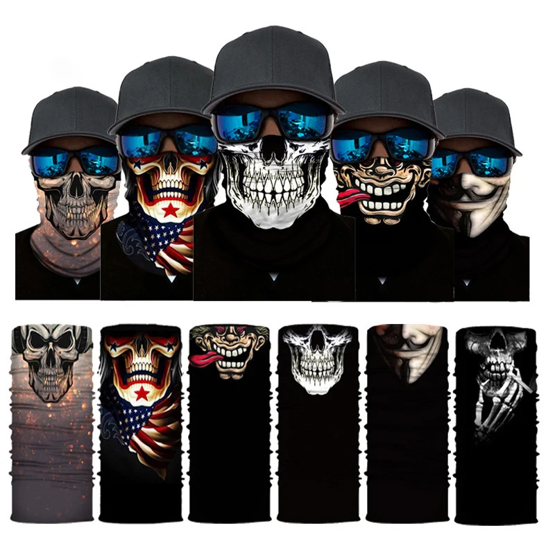 

Balaclava Face Sun Mask Skull Pattern Headwear Neck Gaiter for Men Dust Sun Dust Wind Proof