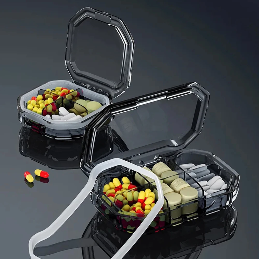 

6 Grid Pill Storage Box 7 Days Travel Mini Portable Vitamin Drug Separation Transparent Waterproof Container Organizer Seal Ring