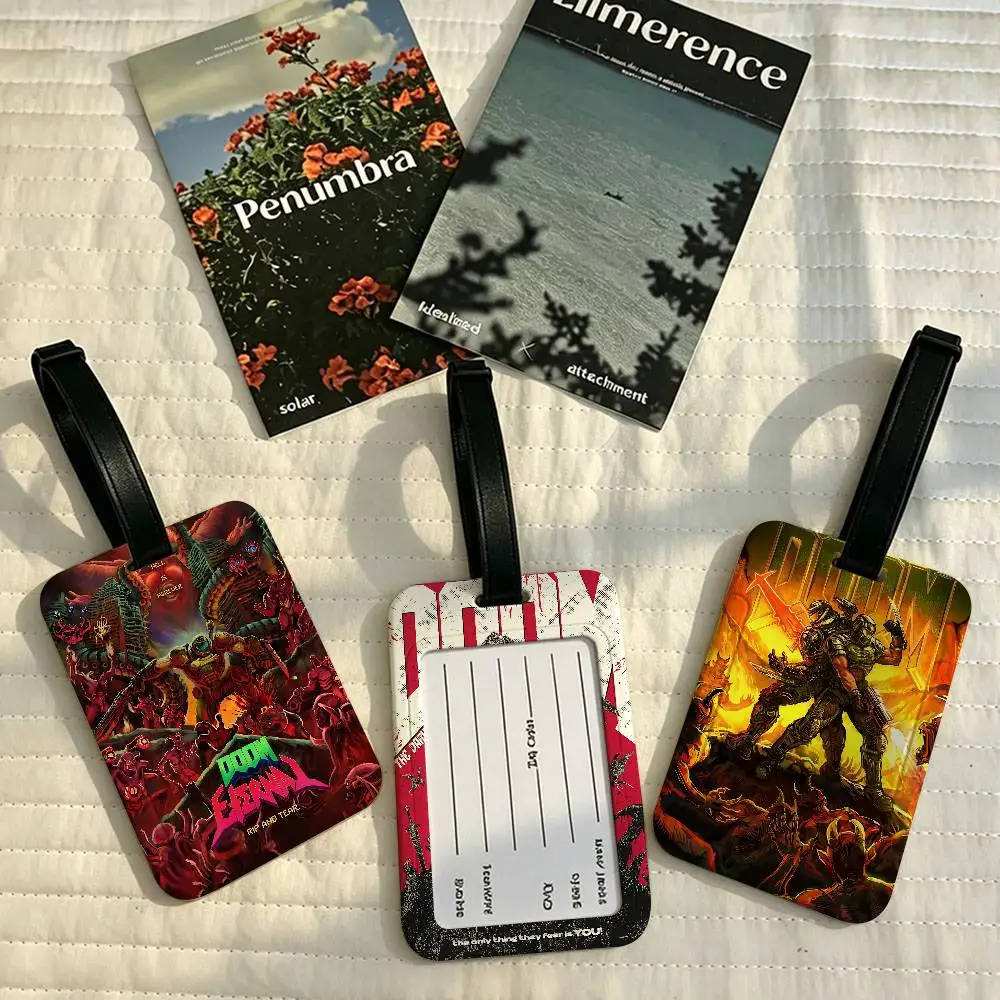 Cool movie D-Doom Anti lost Travel Luggage Tag PVC ID Information Card Holder Baggage Name Label For Outdoor Trip