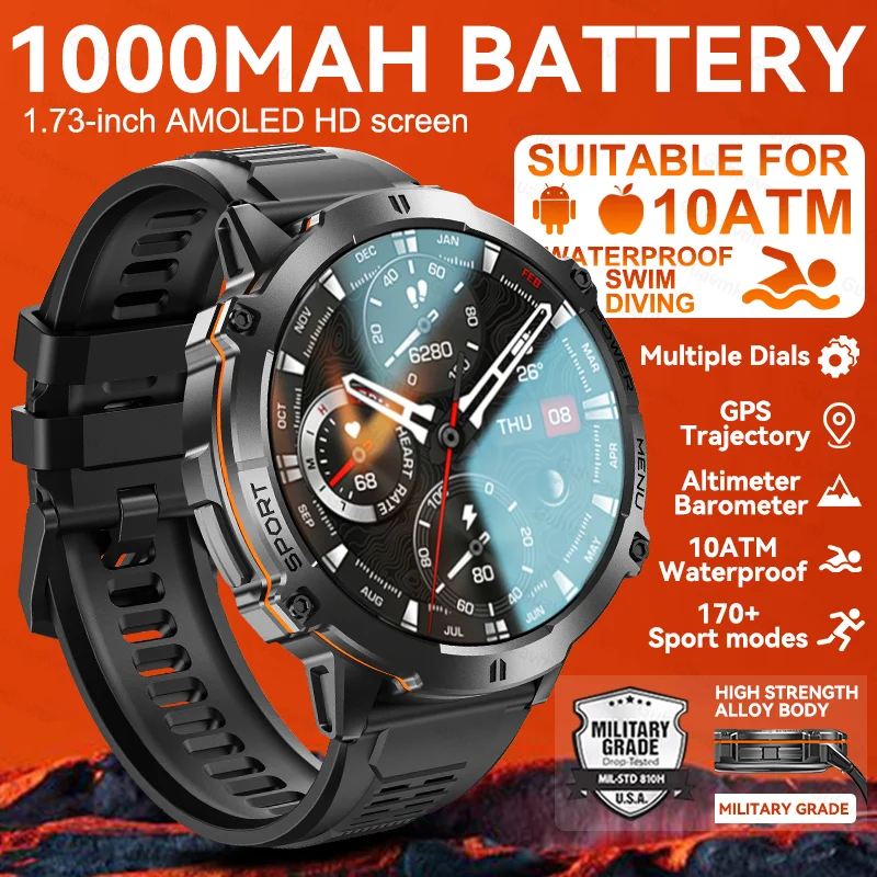 

2025 New X3 1000mAh Large Battery Men Smart Watch GPS Compass 10ATM Professional Waterproof Bluetooth Call Sports Man Smartwatch