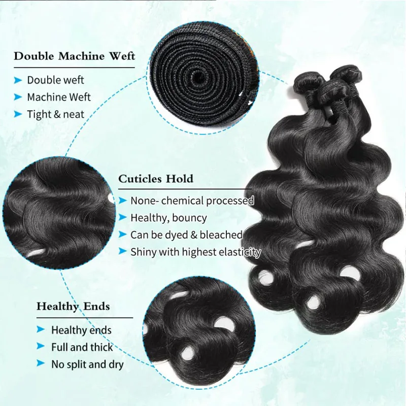 10-30 Inch Bundles Human Hair 10A 12A Body Wave Bundles Brazilian Virgin Weave Bundle Hair Extensions Natural Black For Women