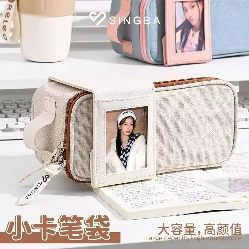 Imagem -02 - Estojo de Grande Capacidade com Bolsa K-pop Photocard Bolsa Pequena Caneta Criativa Bonito e Criativo Papelaria Coreana Ins