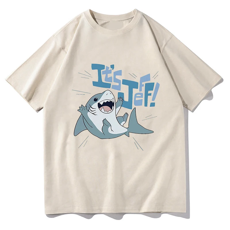 Kawaii Jeff The Landshark تي شيرت بأكمام قصيرة موضة القطن تي شيرت الجرافيك الطباعة القوطية الرجعية التي شيرت Camisetas لينة تيز