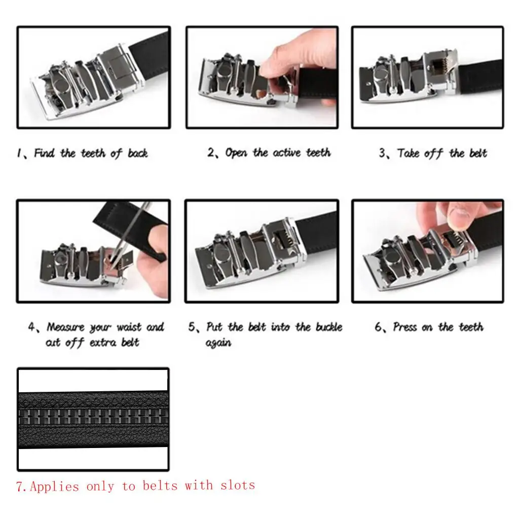 5-6 Pak sabuk kulit otomatis pria, gesper ikat pinggang Ratchet untuk sabuk kulit #1 09