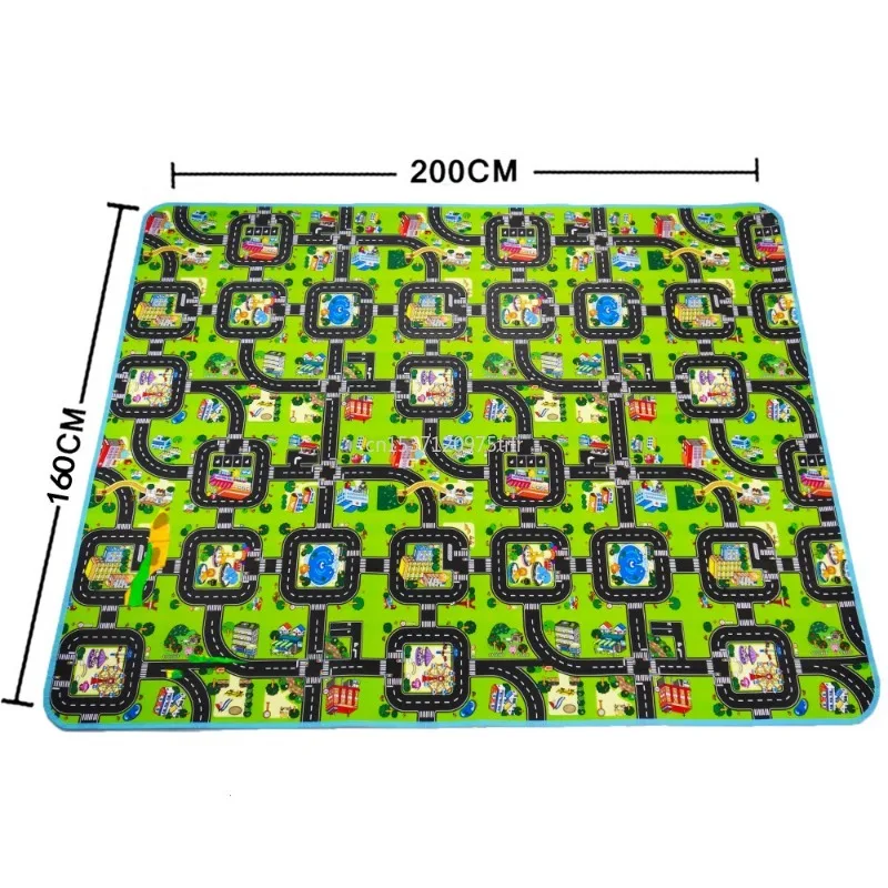 New Kids Thick Town City Traffic Baby Crawling Mat EVA Foam Climbing Pad Green Road Children's Play Mat Carpet for Baby Toys