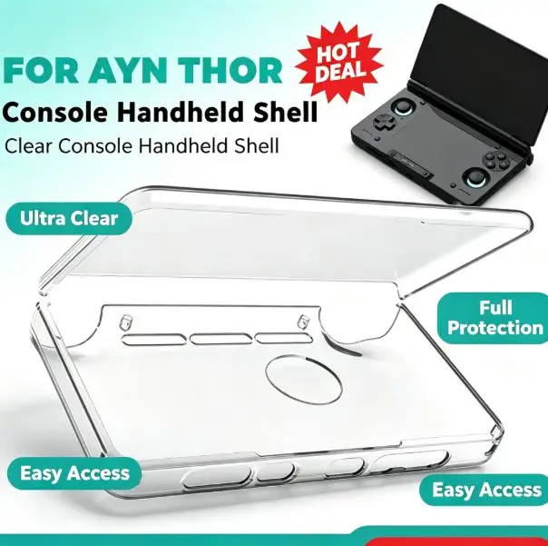 Clear TPU Flip Protective Case For AYN THOR Handheld Game Console Soft Anti‑Drop Shockproof Full‑Coverage Shell Anti‑Scratch