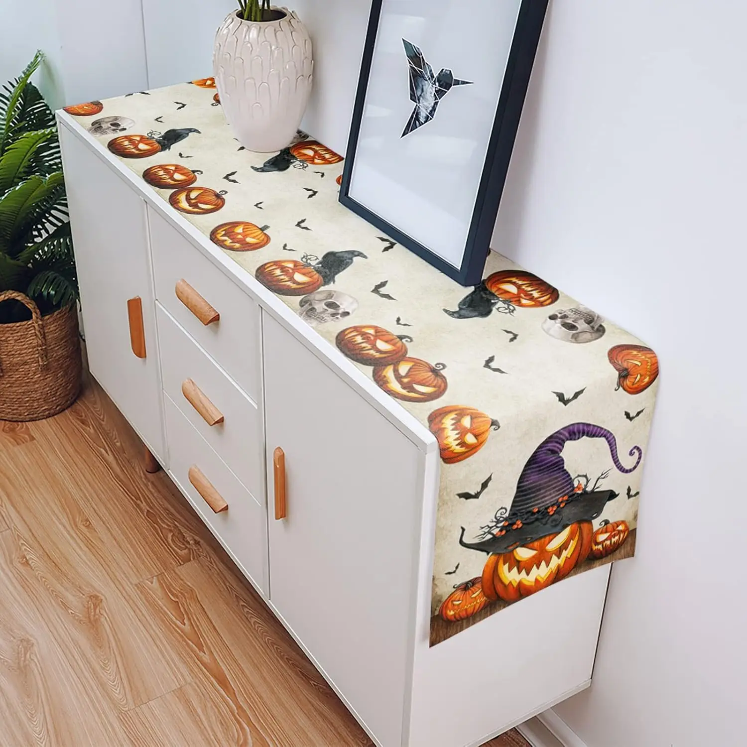 Sciarpe da toeletta runner da tavolo con zucca di Halloween, decorazioni per la casa vintage con zucca di pipistrello horror per la festa di nozze