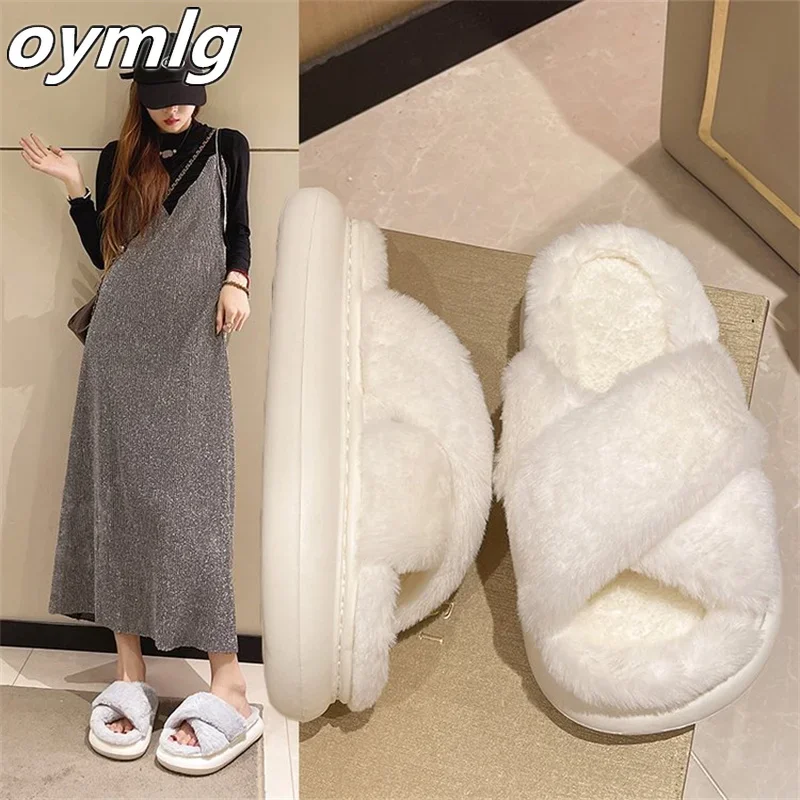 

2023 Autumn/Winter New Women's Thick Sole Soft Sole Open Toe Cotton Shoes for Outwear