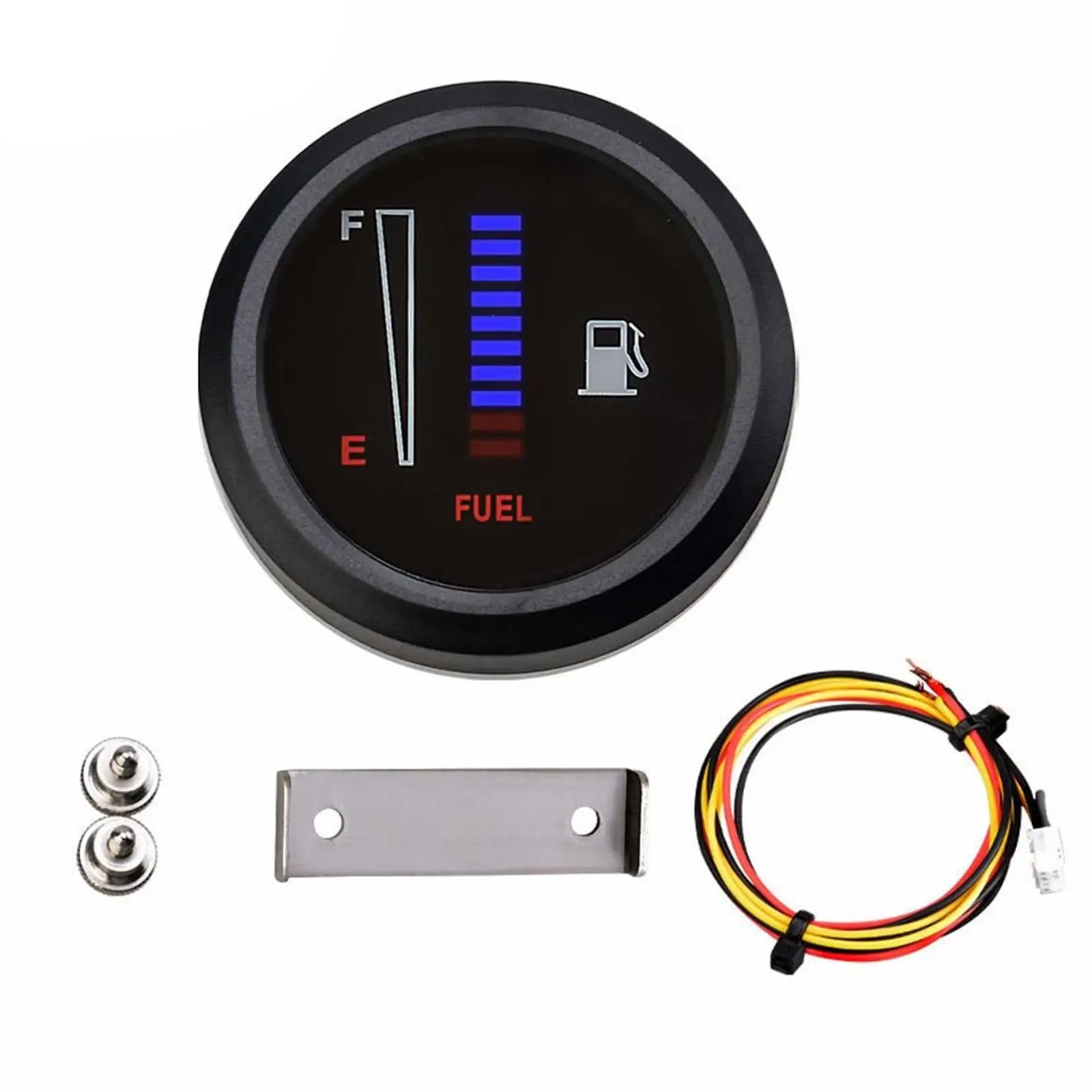 Generic 12V/24V Modified Fuel Meter Blue LED Display 2inch Round for Car Motorcycle Accessory Easily Install Replace Parts