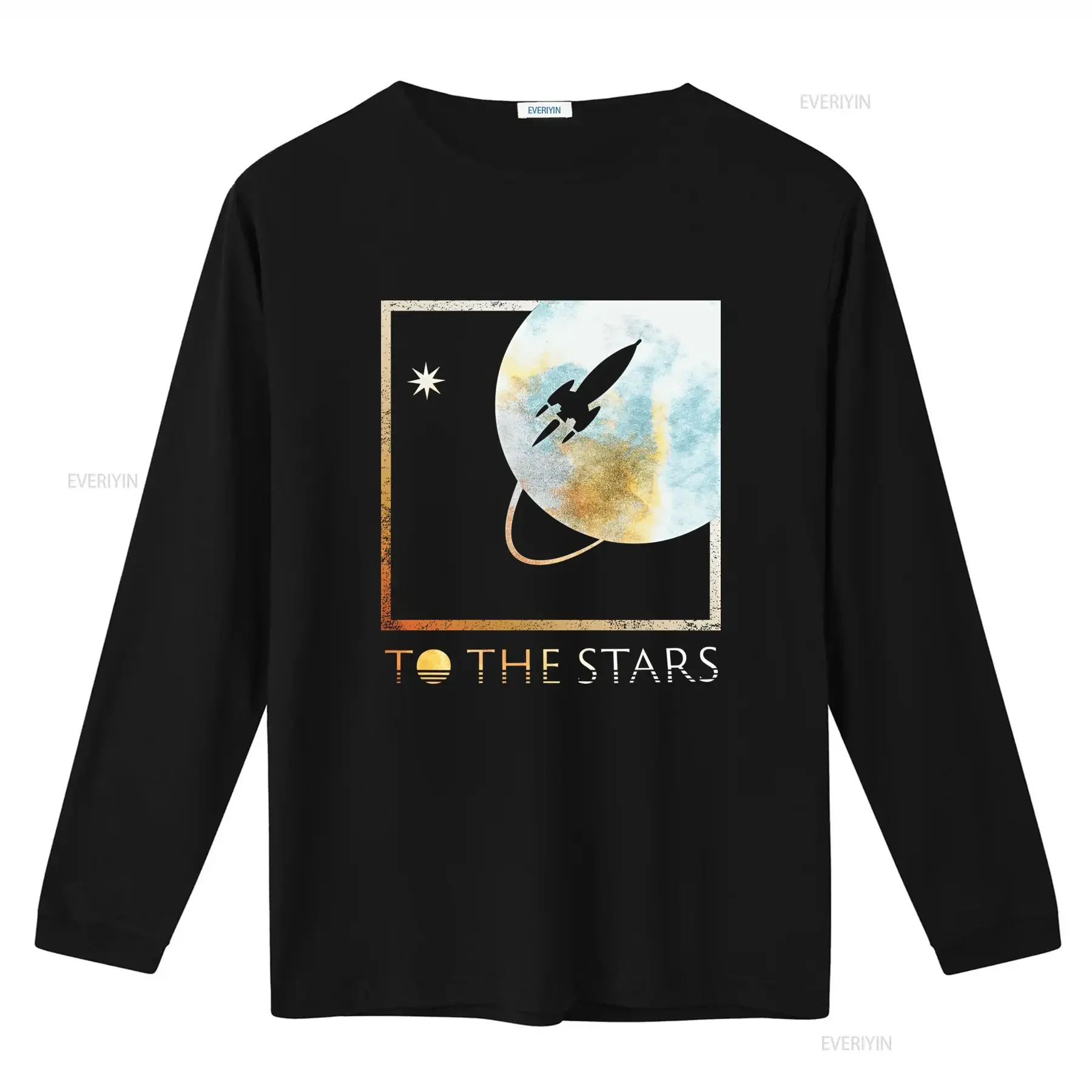 Mens Angels And Airwaves To The Stars Rocket Moon Print T Shirt vintage Washed Versatile fashion streetwear Casual