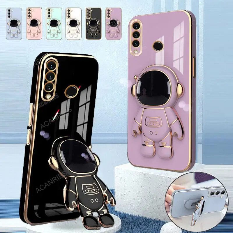 P30lite Astronaut Holder Luxury Plating Case For Huawei P30 Lite P20 P40 Pro P Smart Z Plus Silicone Stand Cover Honor 20s 10i