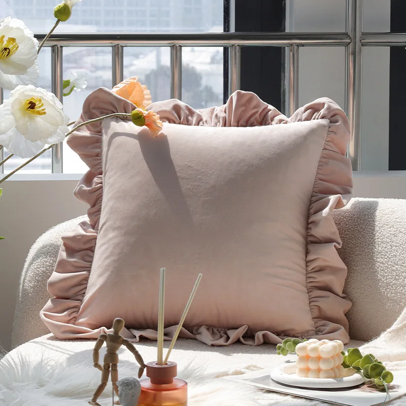 Fluwelen gegolfde kussensloop Ins Scandinavische woonkamer bankkussen roze nachtkastje kussen kussensloop