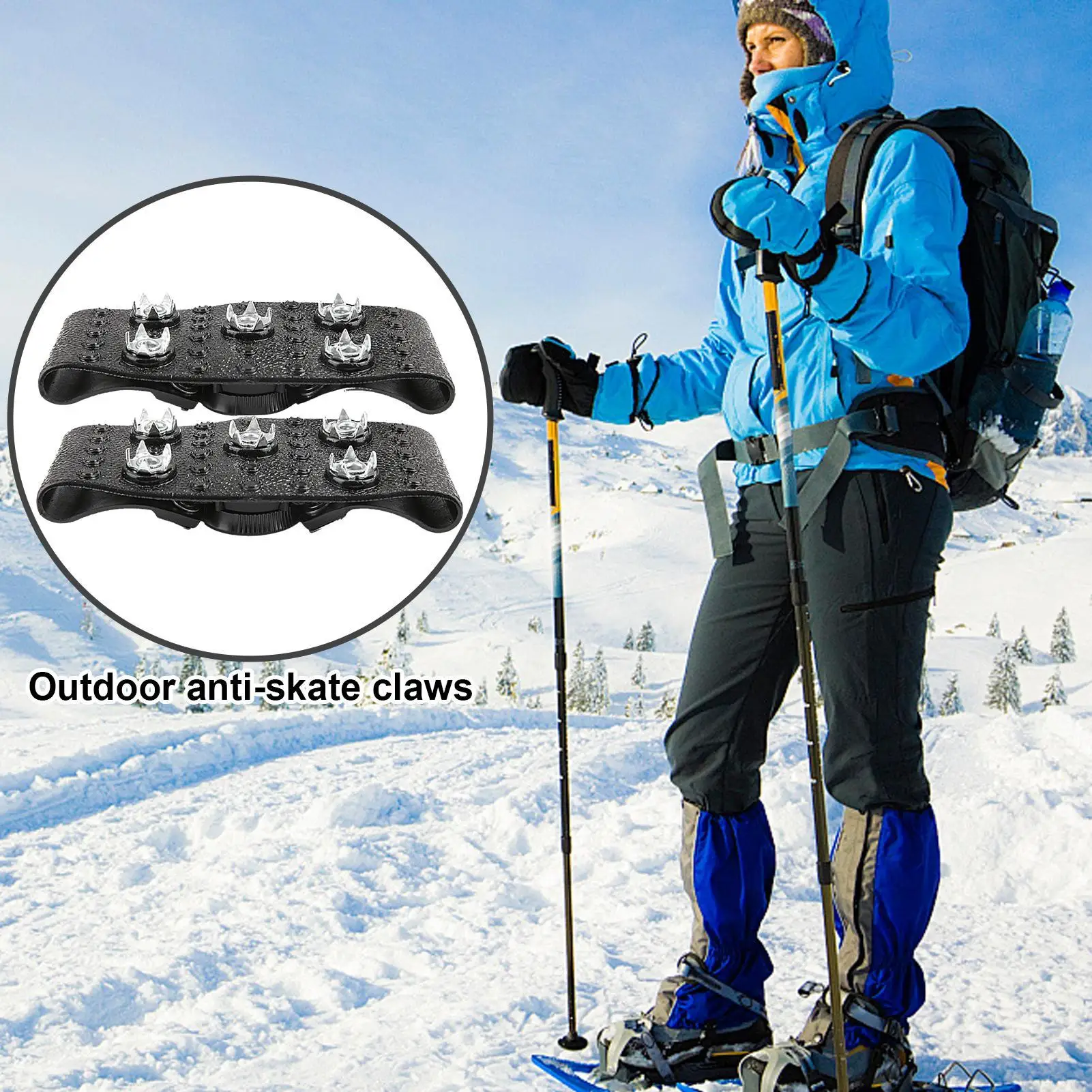 Snow Ice Claw 5 Studs Anti-Skid Ice Cleats For Shoes Invisible Anti-Slip Grips Over Footwear Traction Covers For Winter Outdoor