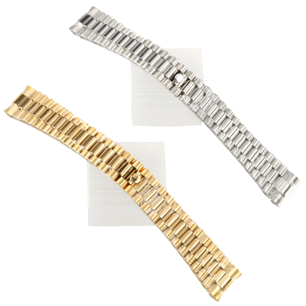 

20mm Presidential Bracelet Watch Strap 316L Stainless Steel Men Watches Accessories Fit Sub Datejust NH35 Case Folding Buckle