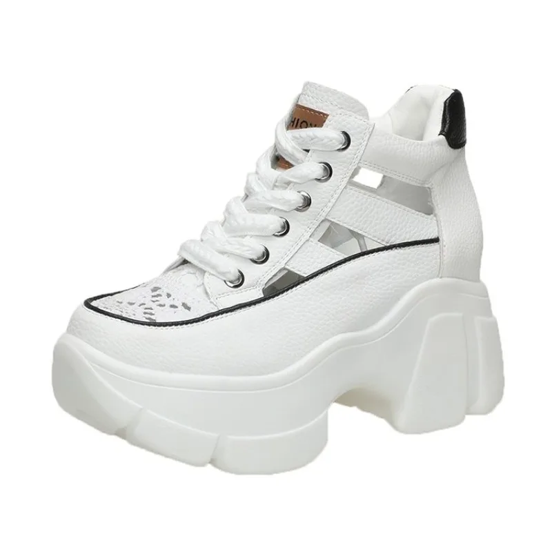 

2026 8CM High Platform Sandals New Summer Hidden Heel Casual Mules Shoes Female Outside Beach Slipper Breathable Chunky Sneakers