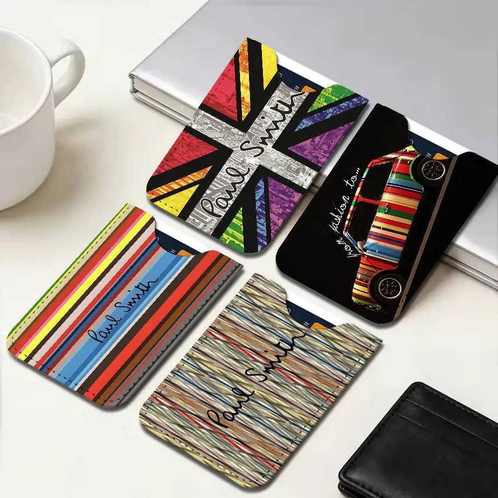 Fashion P-Paul S-Smith Light Soft Leather Mini Card Holder, Ultra Slim Credit Card Wallet for Unisex Pocket Card Storage
