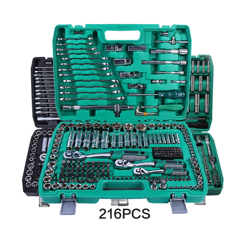 

@32-216pcs Hand Tool Combination Set Car Repairing Tool Box Kit Ratchet Steel Wrench Socket Set