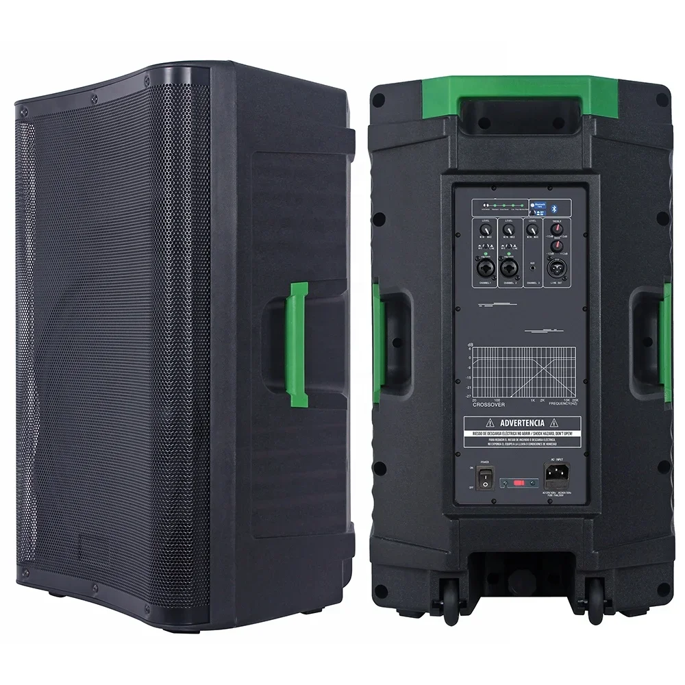 

2000 Watts 15 inch Professional audio versatile powered speaker PA speaker system sound box with BT DSP Mixer Guitar Echo