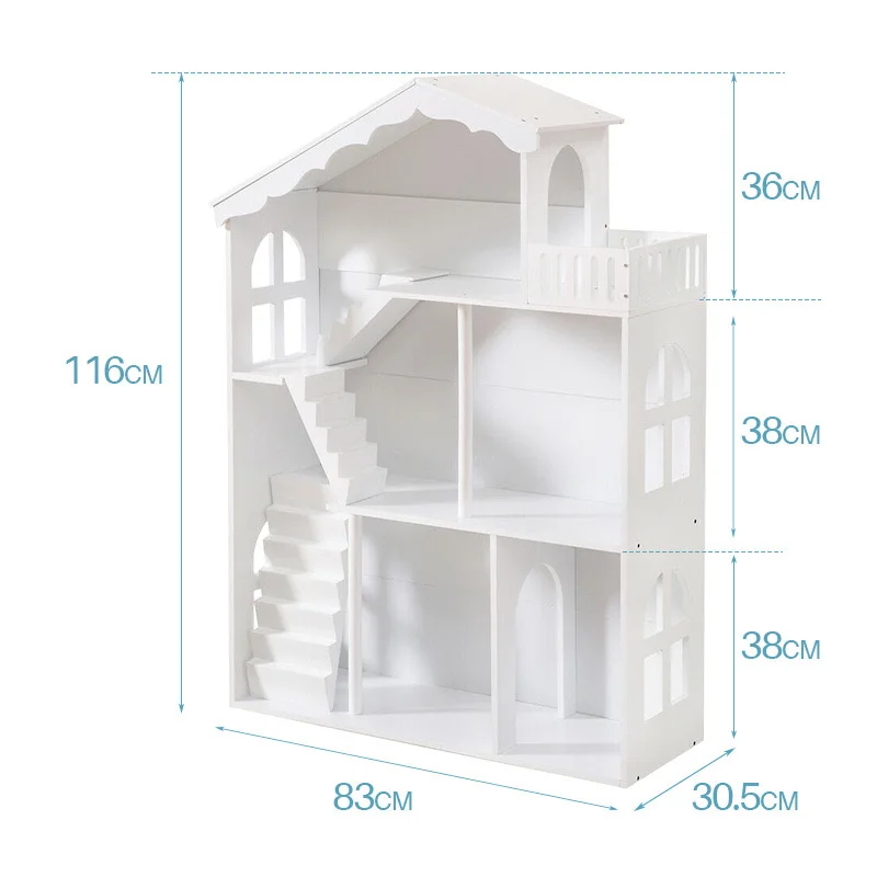 Children's doll solid color staircase combination bookshelf toy house wooden storage cabinet rack floor type multi-layer wooden image 4