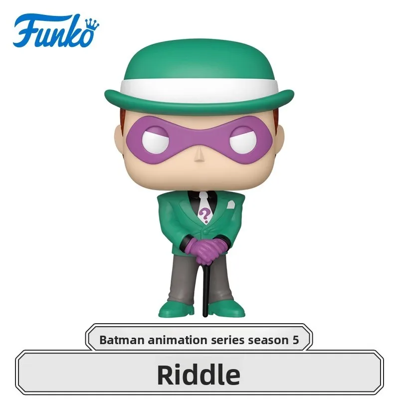 Edição genuína FUNKO POP《Batman Temporada 5 - The Riddler》Anime Action Desktop Decoração Ornamento Modelo Brinquedos Modelo Colecionável